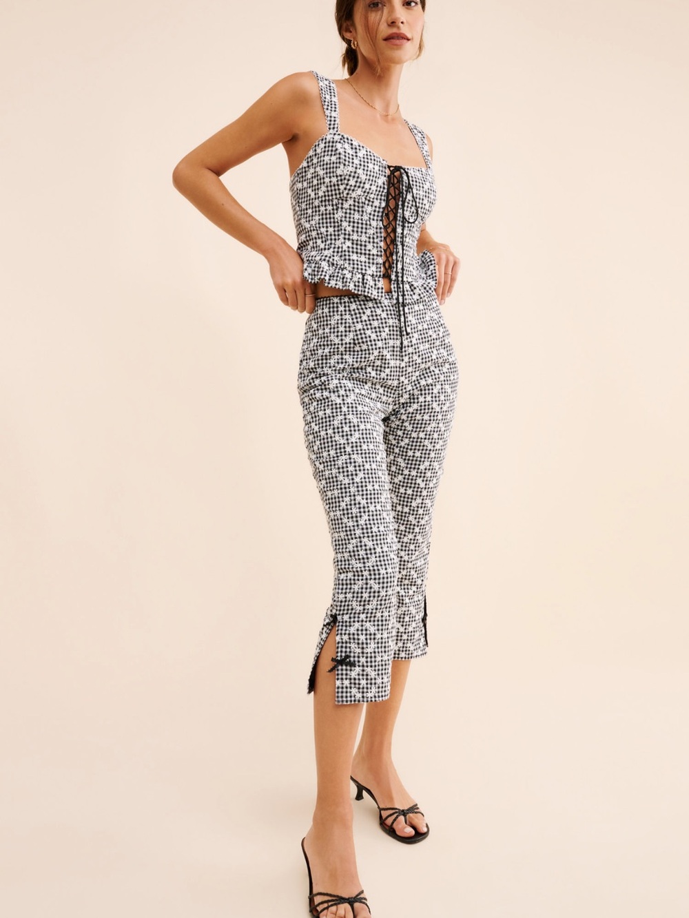 For Love & Lemons NWOT Mini Embroidered Capri Pants